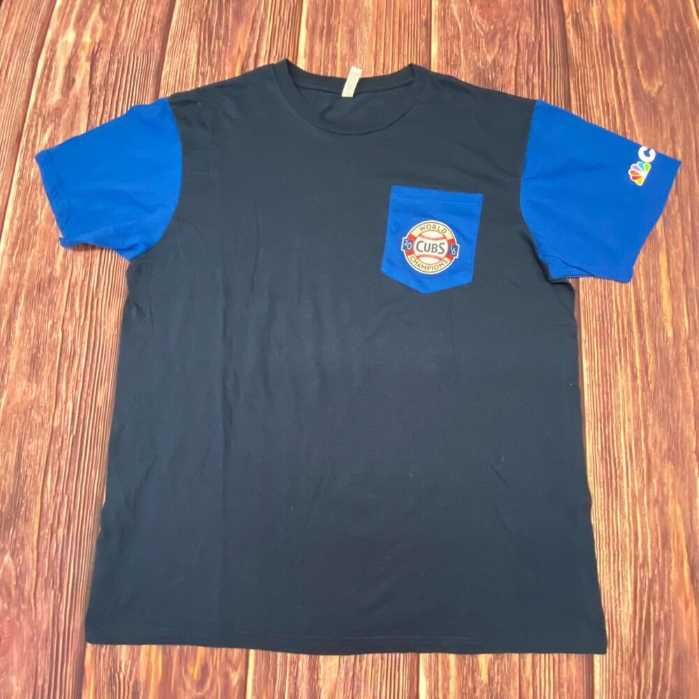 Chicago Cubs 2016 World Champions CSN Shirt BDA Brand Large Blue Pocket